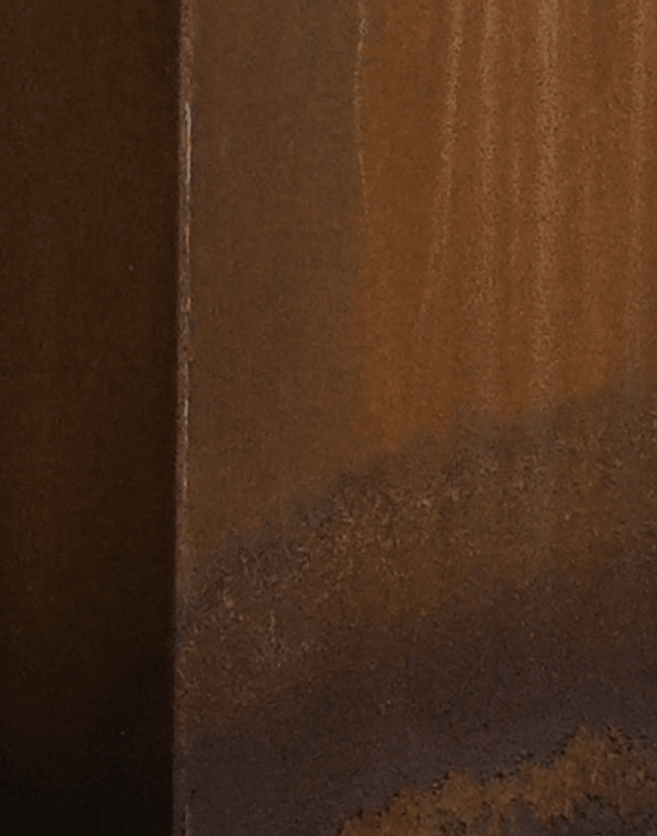 Custom Corten steel water feature with bronze spout nozzles